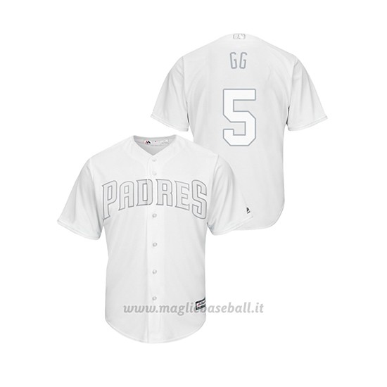 Maglia Baseball Uomo San Diego Padres Greg Garcia 2019 Players Weekend Replica Bianco